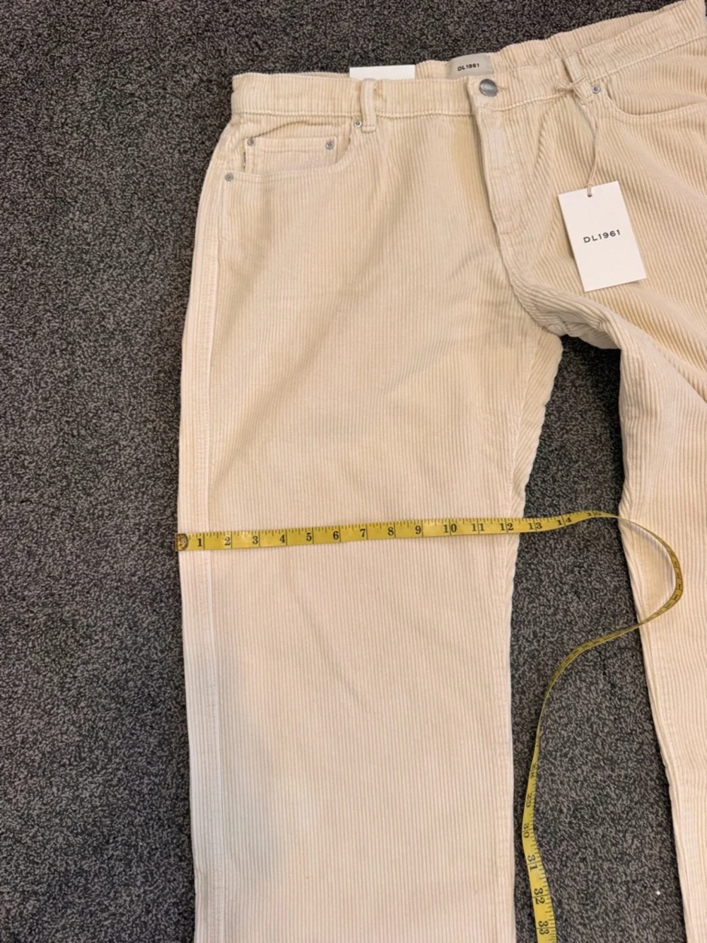 DL1961 Woman’s Cream Corduroy Pants Drue Straight Sz 32 - about US12/14 NWTS - Picture 9 of 10